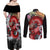 Red Dragon Couples Matching Off Shoulder Maxi Dress and Long Sleeve Button Shirt Japan Art Style