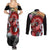 Red Dragon Couples Matching Summer Maxi Dress and Long Sleeve Button Shirt Japan Art Style