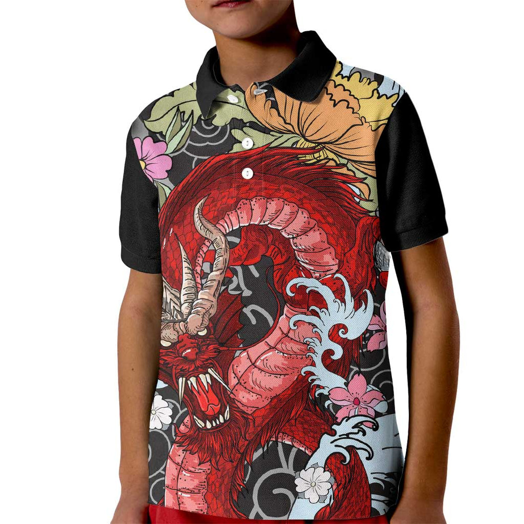 Red Dragon Kid Polo Shirt Japan Art Style