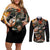 Samurai Yakuza Couples Matching Off Shoulder Short Dress and Long Sleeve Button Shirt Japan Art Style