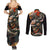 Samurai Yakuza Couples Matching Summer Maxi Dress and Long Sleeve Button Shirt Japan Art Style