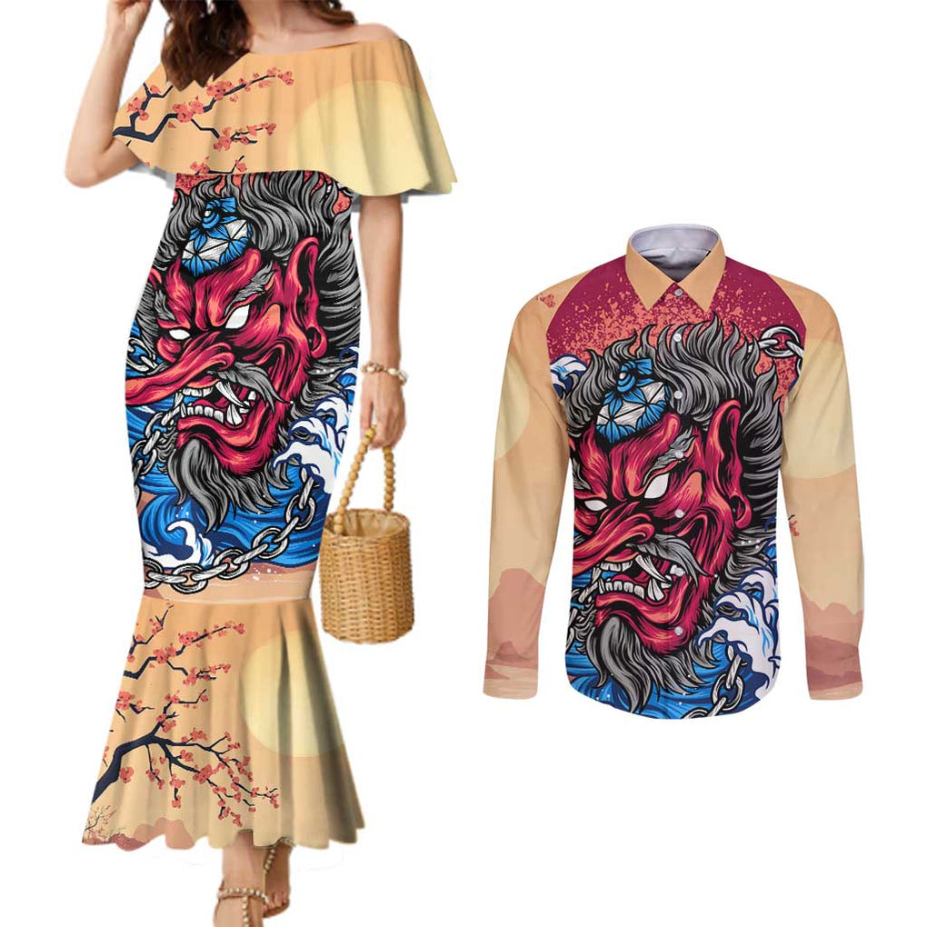 Tengu Couples Matching Mermaid Dress and Long Sleeve Button Shirt Japan Art Style