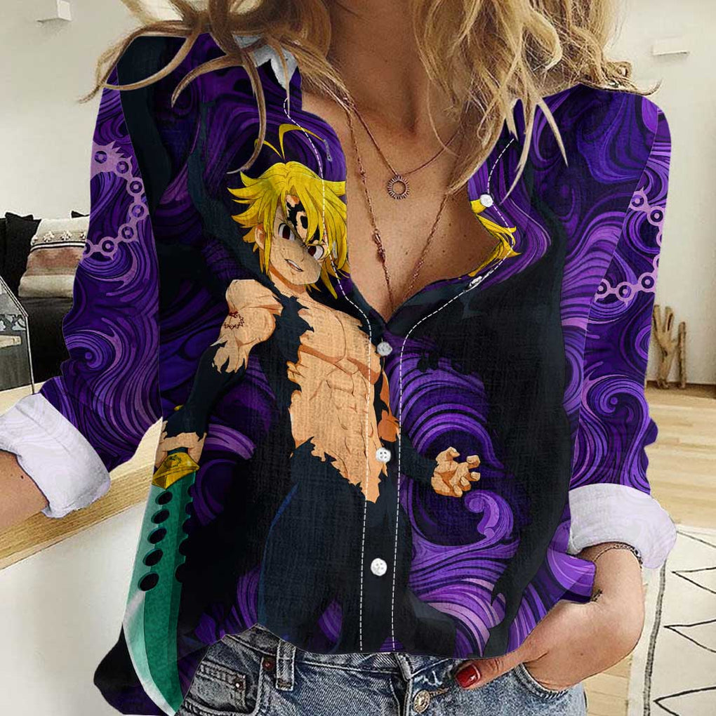 Trippy Meliodas Assault Mode Seven Deadly Sins Women Casual Shirt Trippy Style