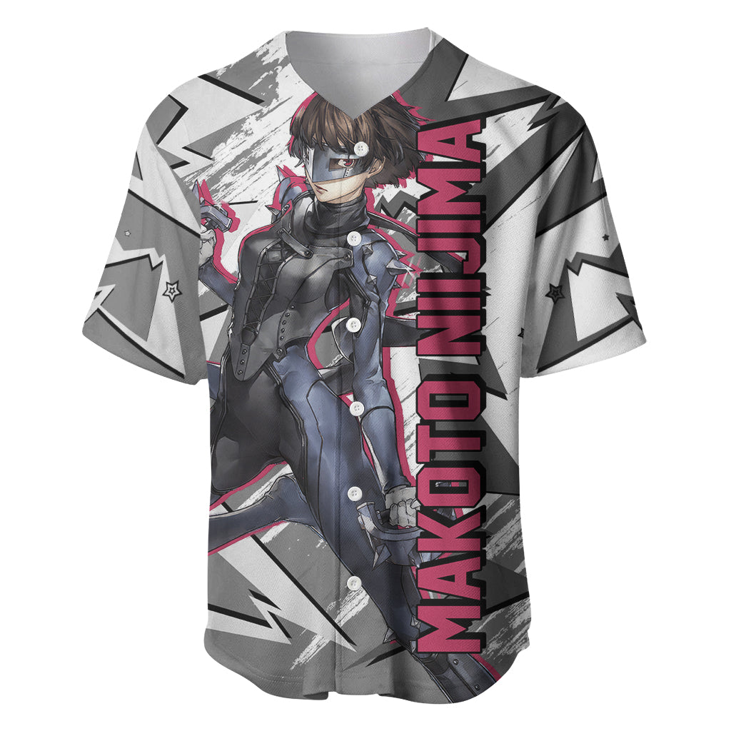 Makoto Niijima Persona Baseball Jersey Anime Mix Polygon Cyber Style