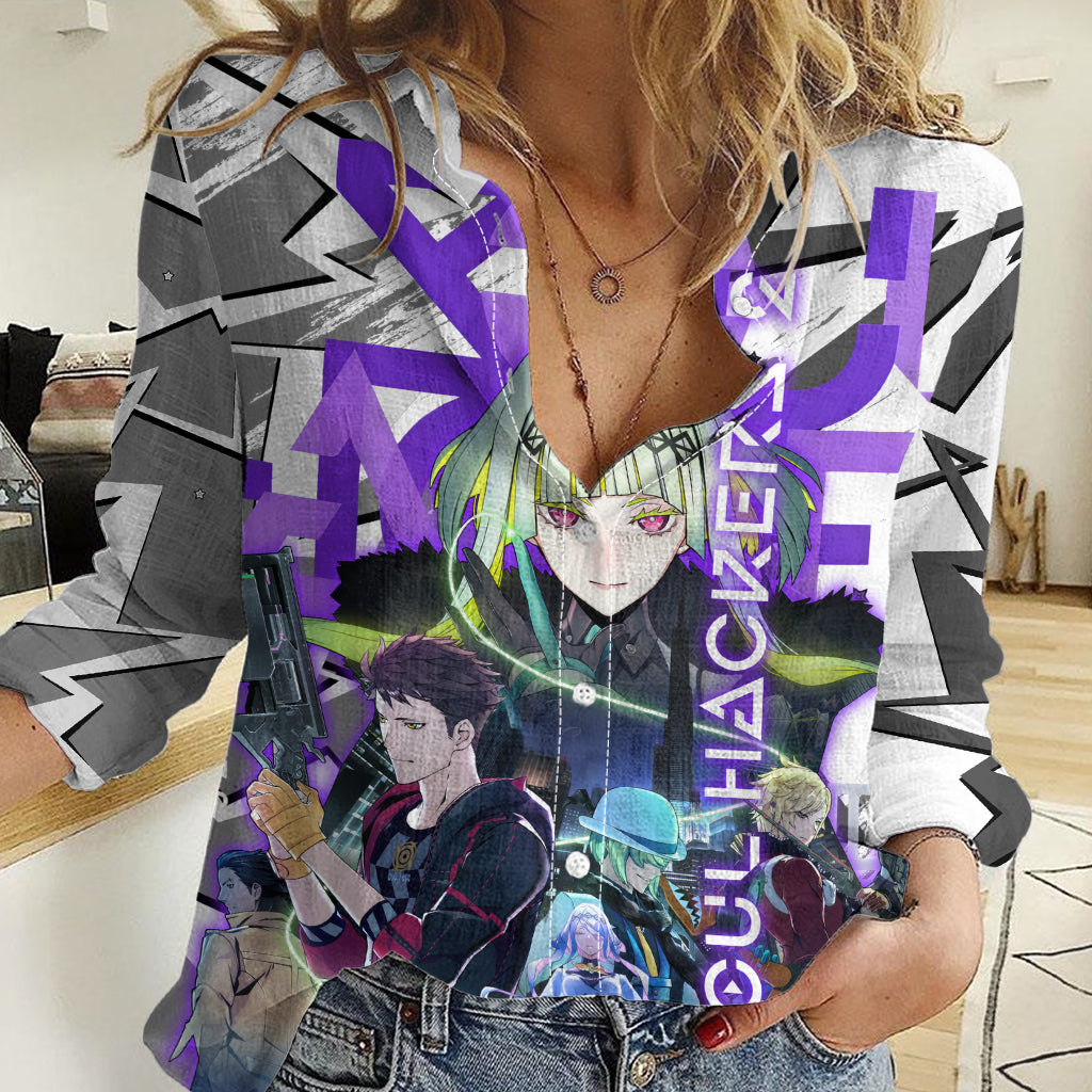 Soul Hackers 2 Persona Women Casual Shirt Anime Mix Polygon Cyber Style