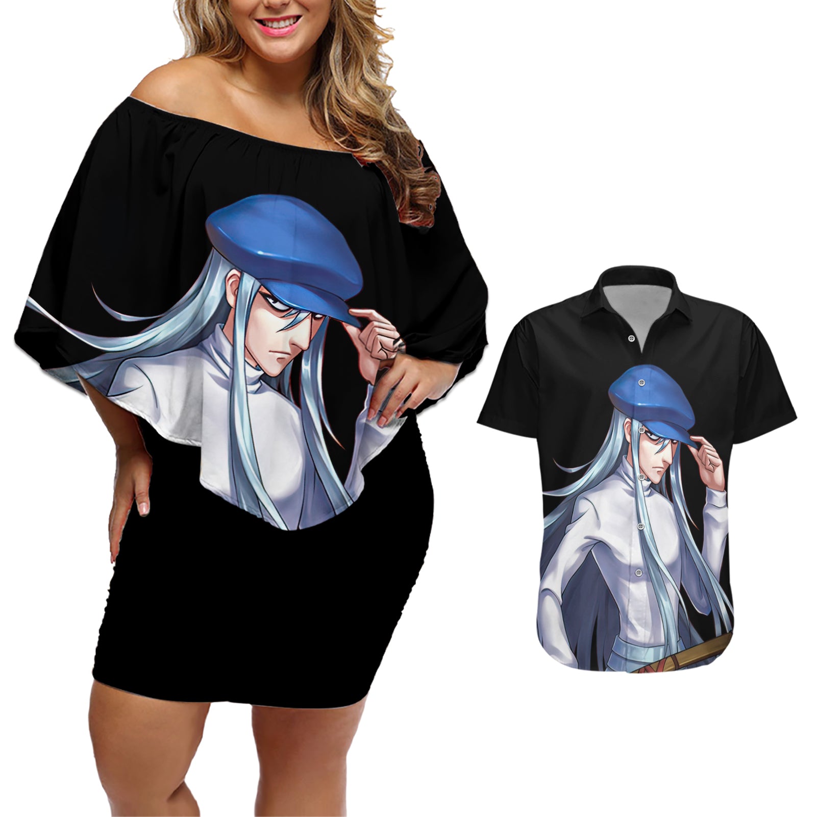 Kite Hunter X Hunter Couples Matching Off Shoulder Short Dress and Hawaiian Shirt Anime Style