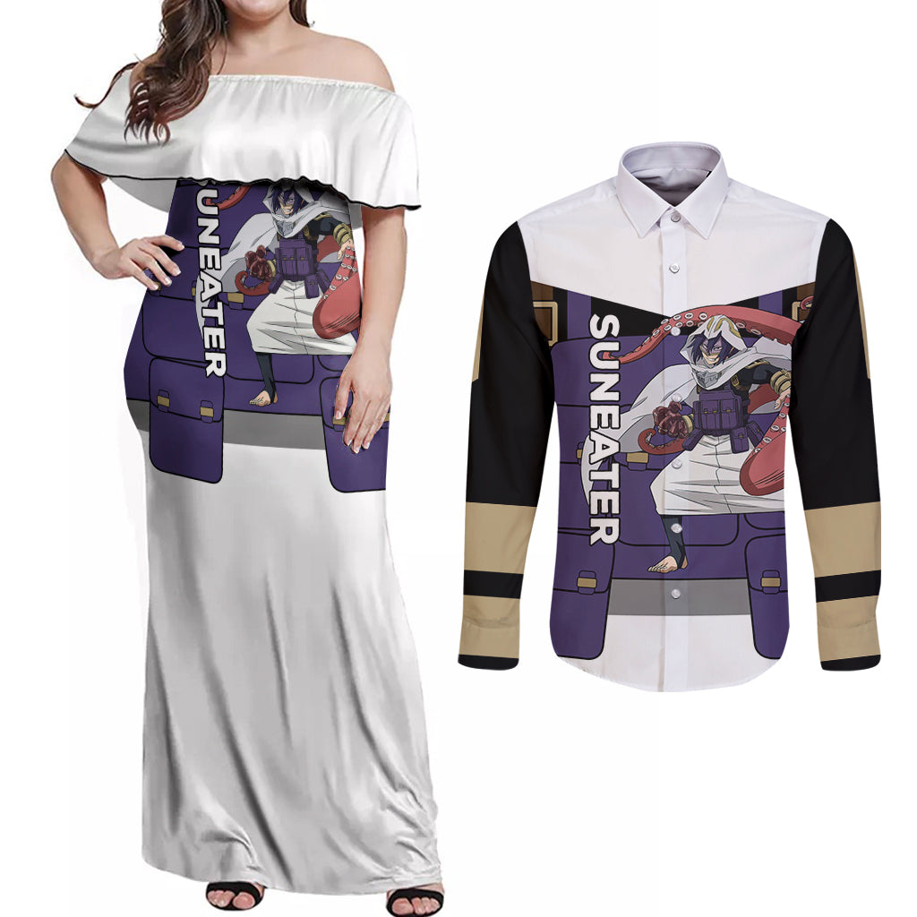 Tamaki Amajiki - My Hero Academia Couples Matching Off Shoulder Maxi Dress and Long Sleeve Button Shirt Anime Style