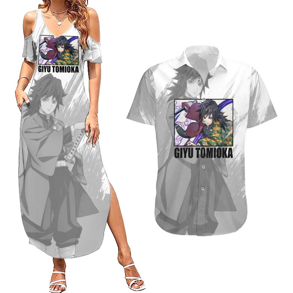 Giyu Tomioka - Demon Slayer Couples Matching Summer Maxi Dress and Hawaiian Shirt Anime Style