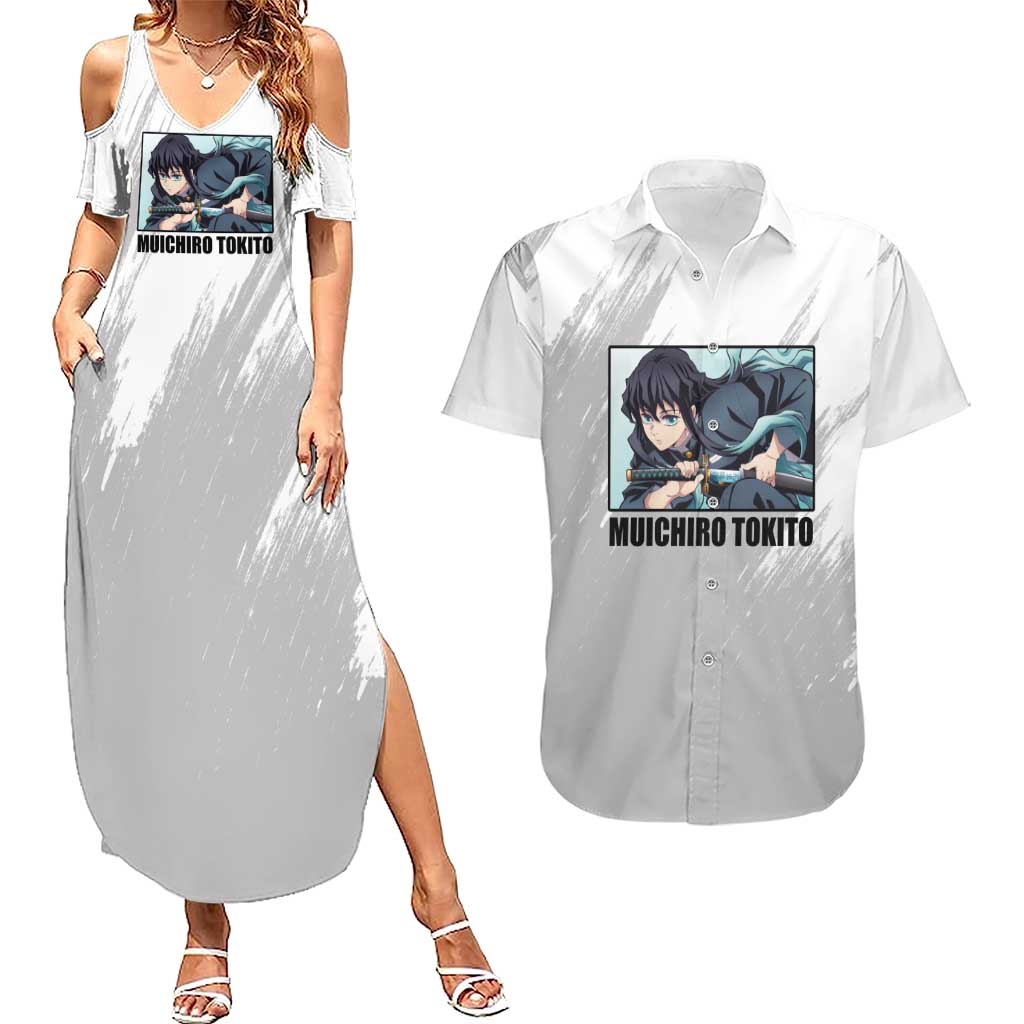 Muichiro Tokito - Demon Slayer Couples Matching Summer Maxi Dress and Hawaiian Shirt Anime Style