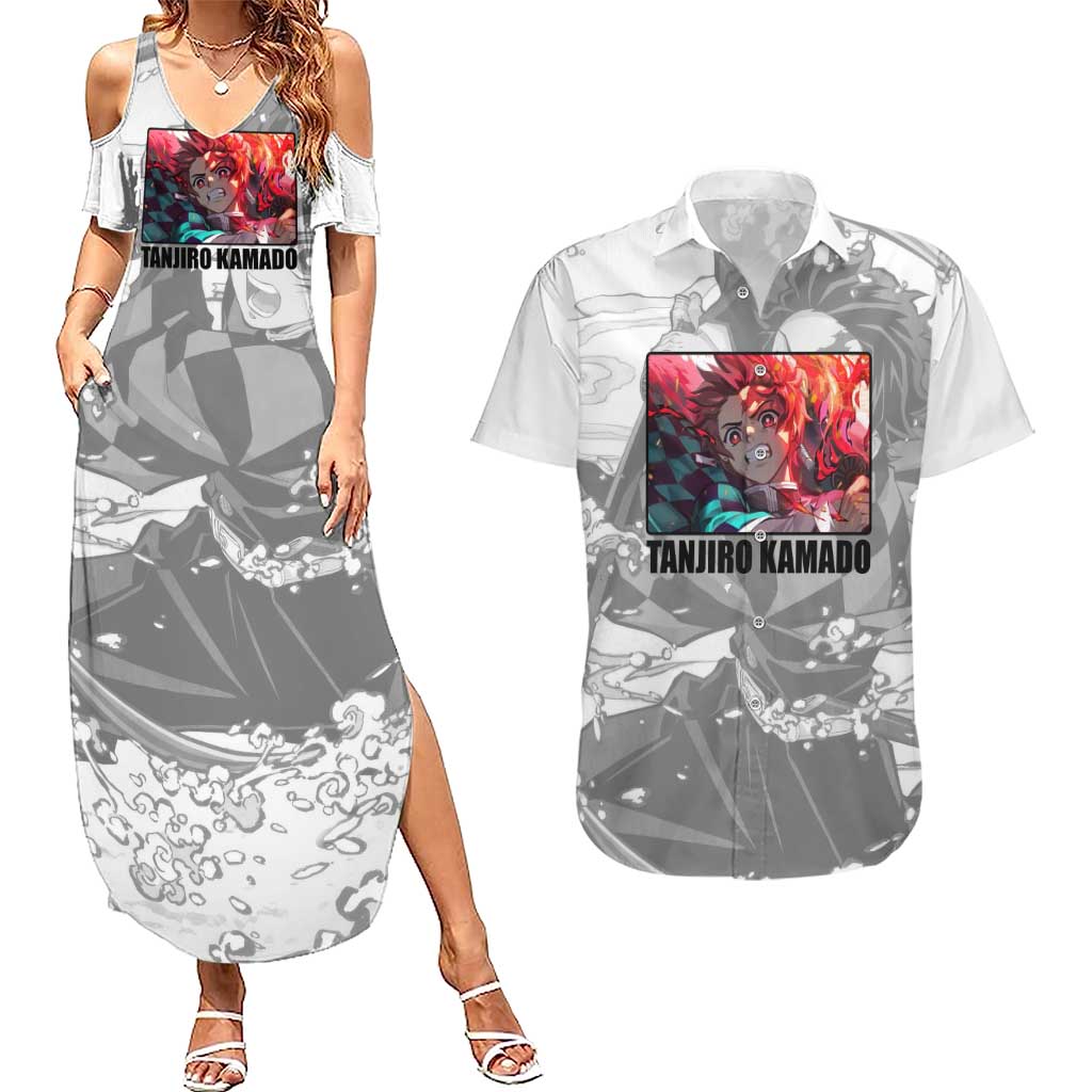 Tanjiro Kamado - Demon Slayer Couples Matching Summer Maxi Dress and Hawaiian Shirt Anime Style