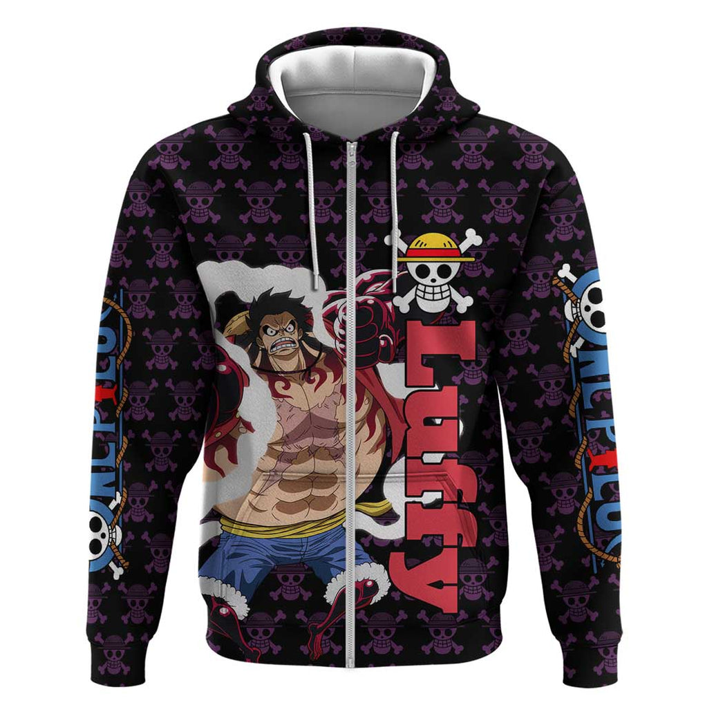 Luffy Gear 4 - One Piece Zip Hoodie Anime Pattern Mix Style