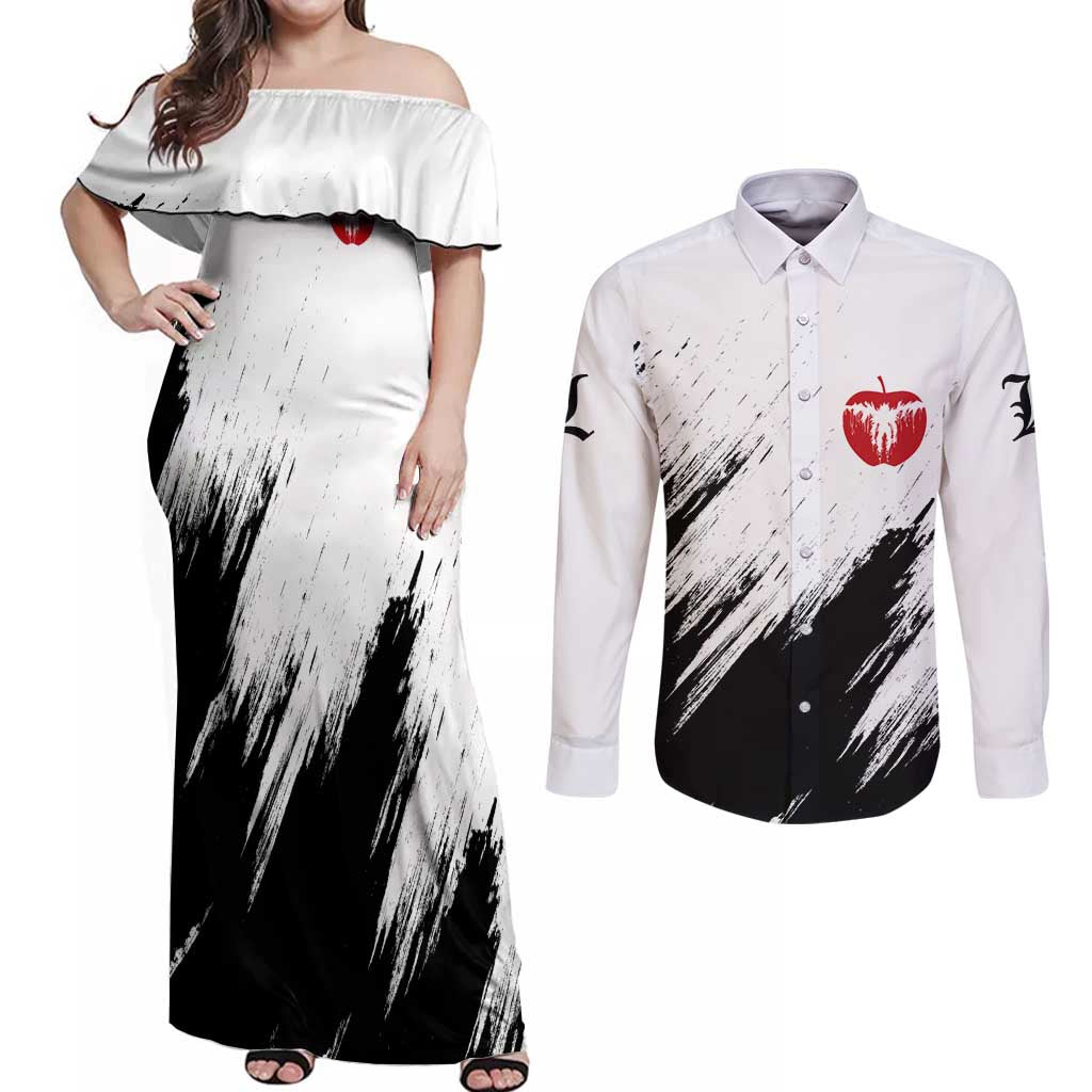 Nate River - Death Note Couples Matching Off Shoulder Maxi Dress and Long Sleeve Button Shirt Anime Style