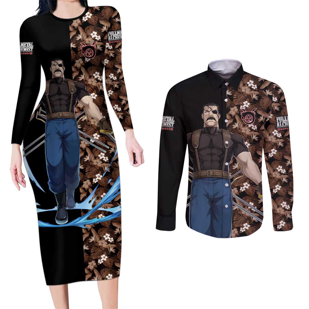 King Bradley - Fullmetal Alchemist Couples Matching Long Sleeve Bodycon Dress and Long Sleeve Button Shirt Anime Style