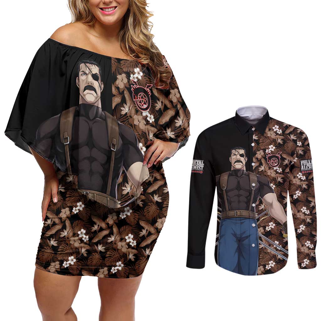 King Bradley - Fullmetal Alchemist Couples Matching Off Shoulder Short Dress and Long Sleeve Button Shirt Anime Style