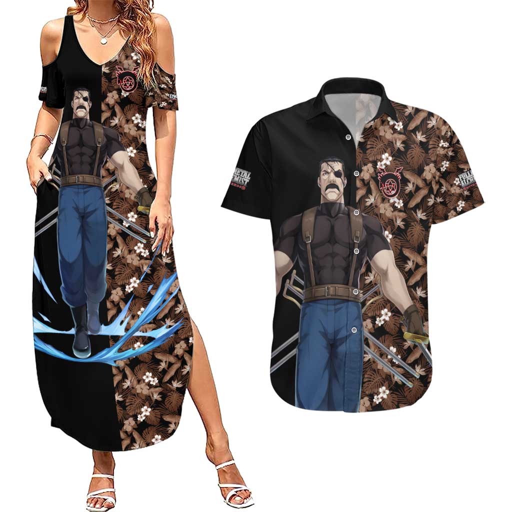 King Bradley - Fullmetal Alchemist Couples Matching Summer Maxi Dress and Hawaiian Shirt Anime Style