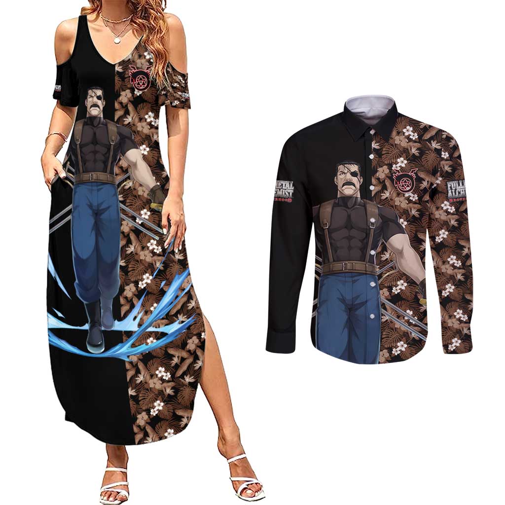 King Bradley - Fullmetal Alchemist Couples Matching Summer Maxi Dress and Long Sleeve Button Shirt Anime Style