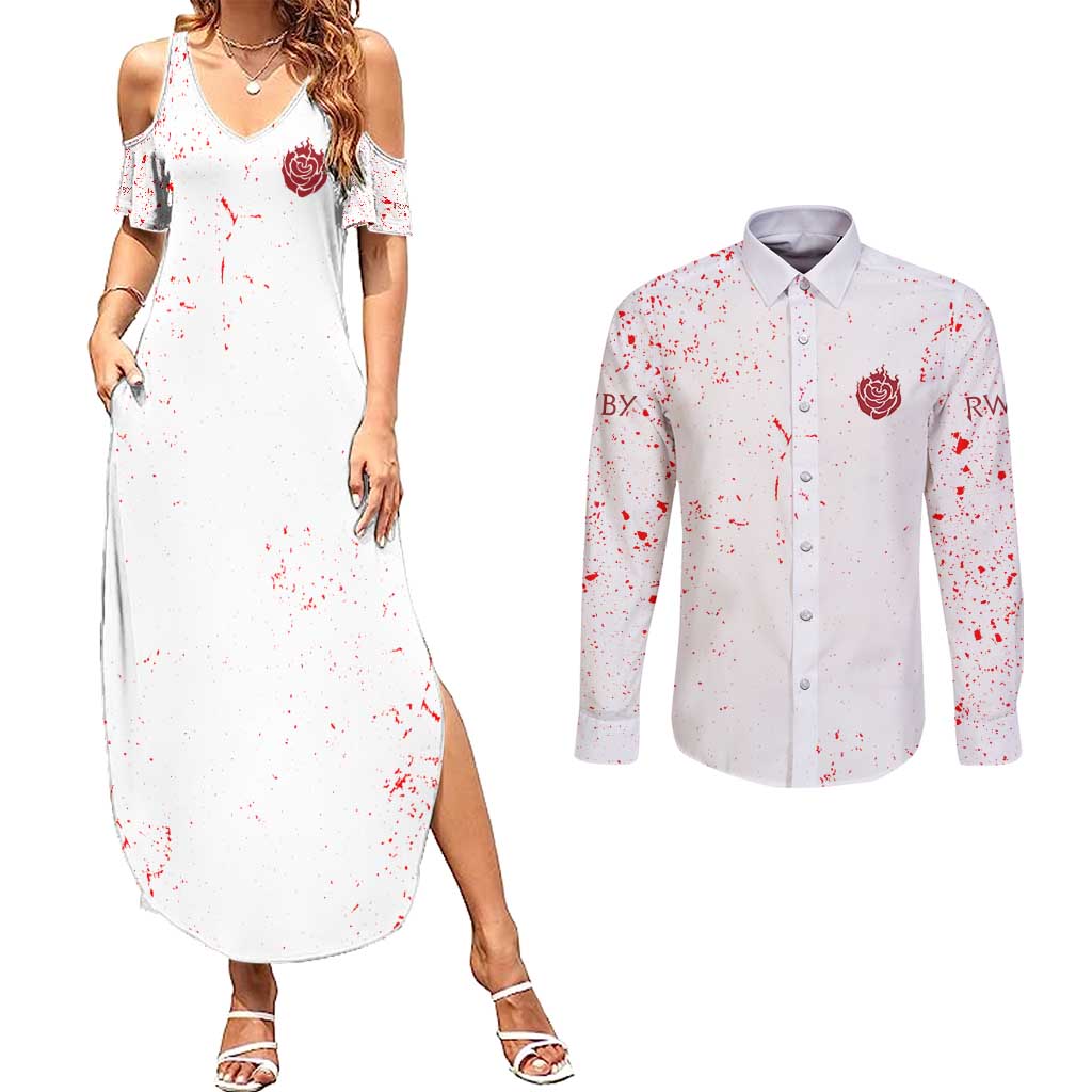 Ruby Rose - RWBY Couples Matching Summer Maxi Dress and Long Sleeve Button Shirt Anime Style