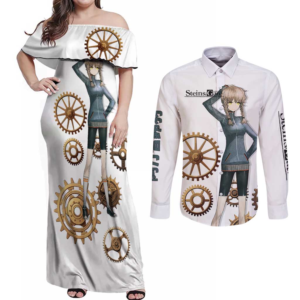 Suzuha Amane Couples Matching Off Shoulder Maxi Dress and Long Sleeve Button Shirt Anime Style