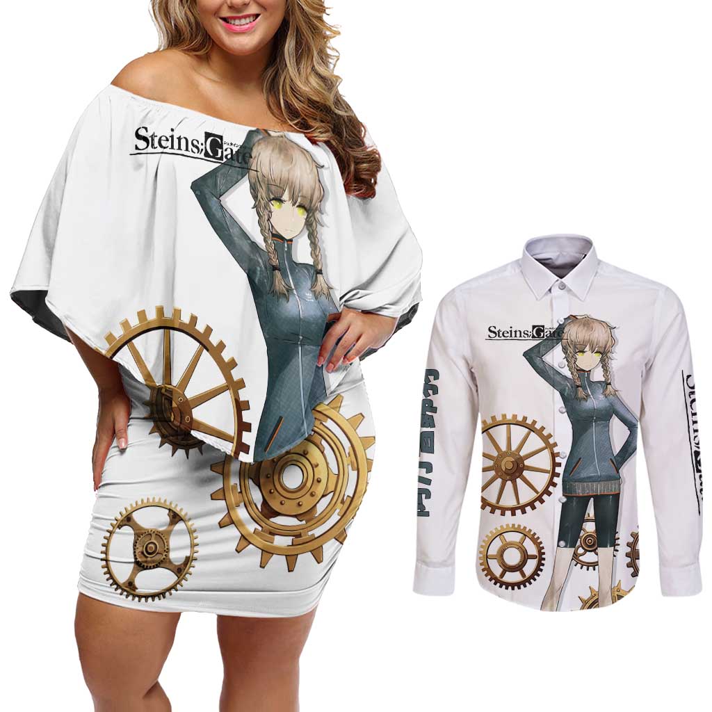 Suzuha Amane Couples Matching Off Shoulder Short Dress and Long Sleeve Button Shirt Anime Style