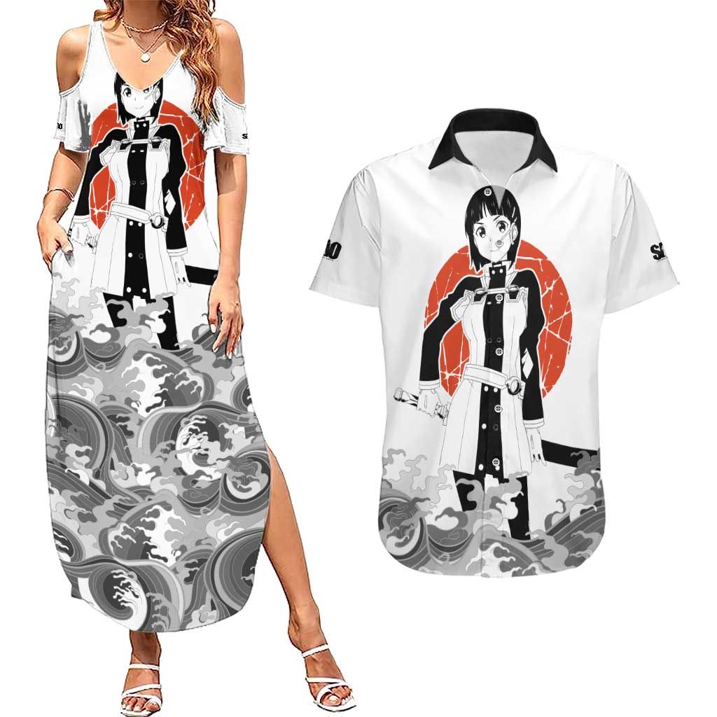 Suguha Kirigaya - Sword Art Online Couples Matching Summer Maxi Dress and Hawaiian Shirt Anime Style