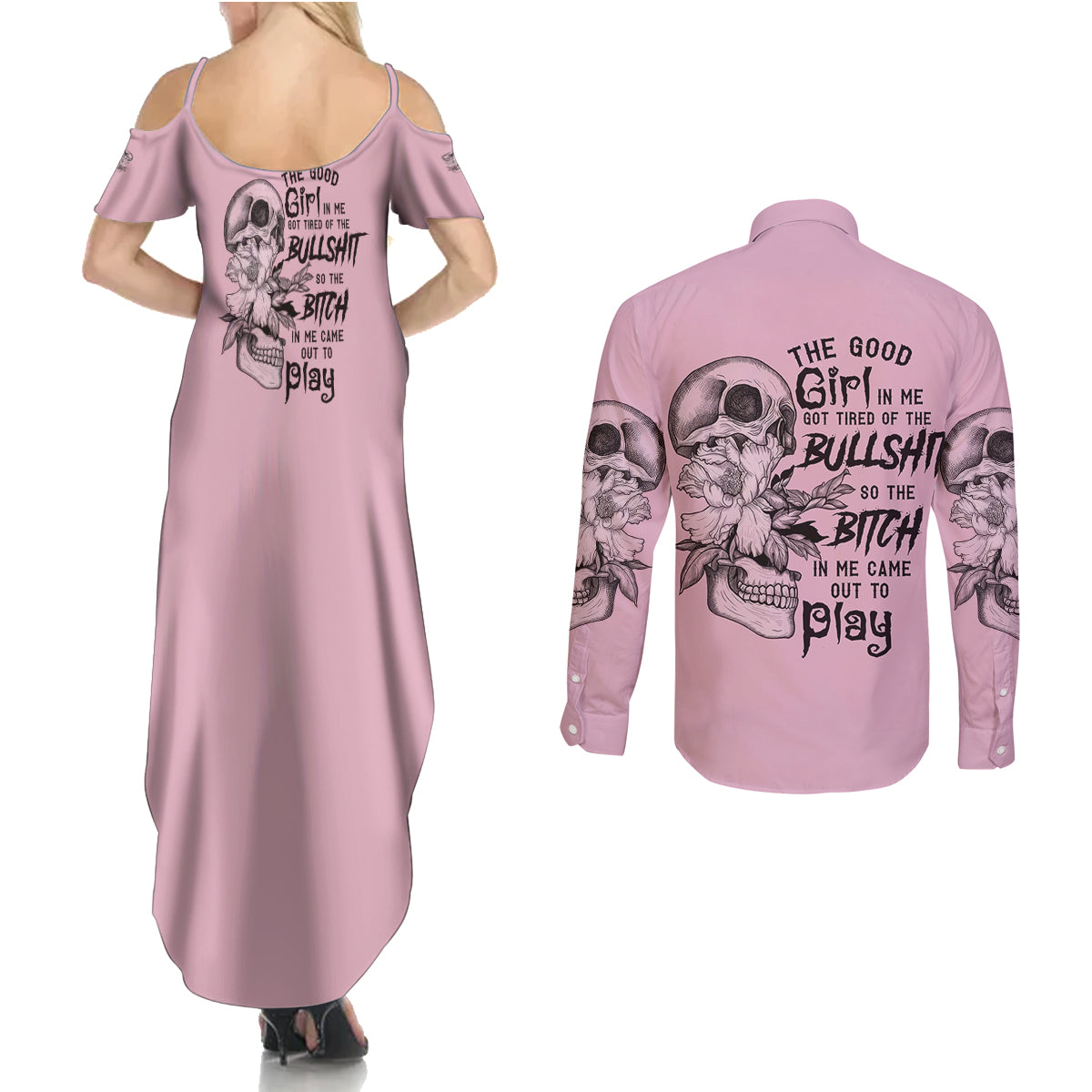 the-good-girl-in-me-got-tired-skull-couples-matching-summer-maxi-dress-and-long-sleeve-button-shirt