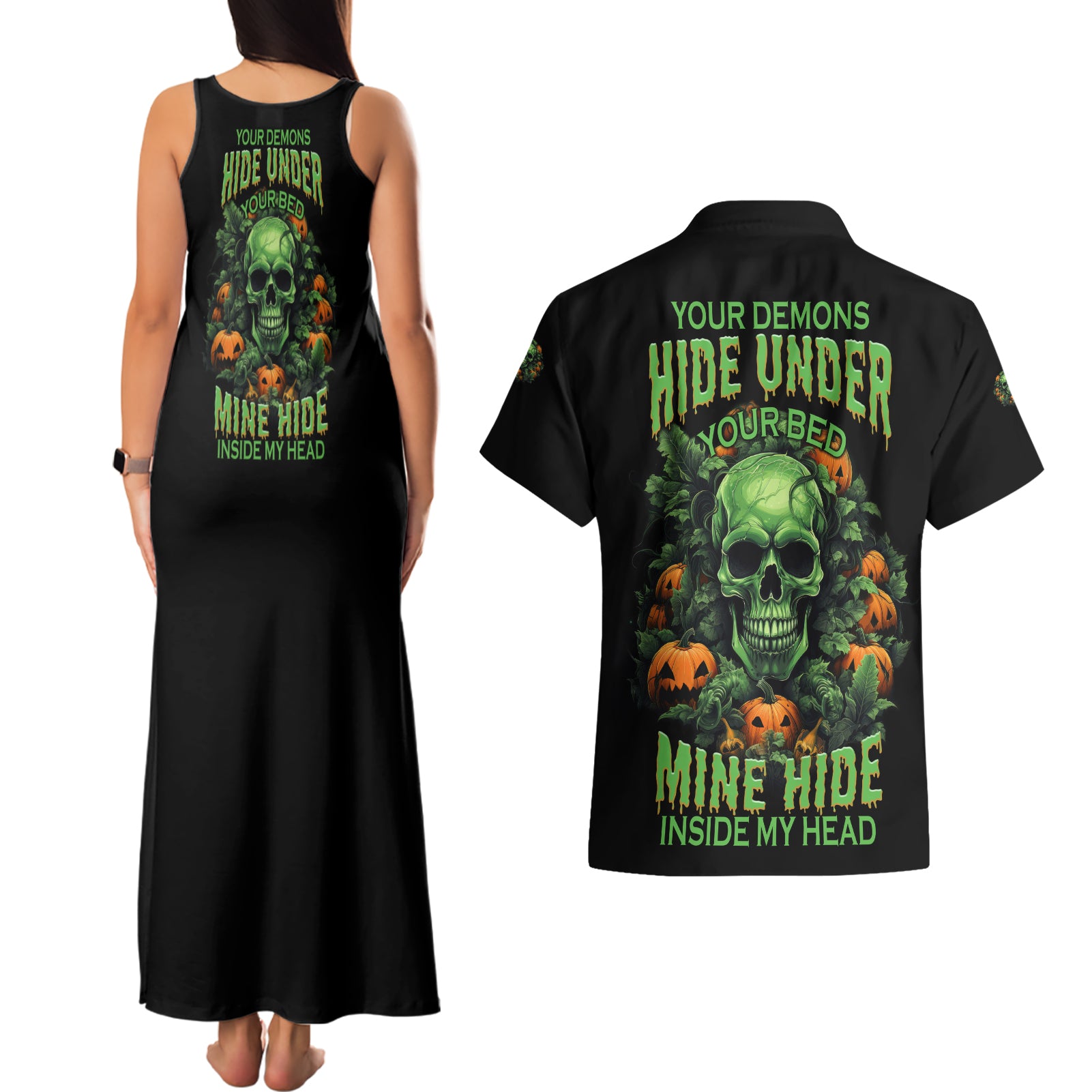 your-demons-hide-under-your-bed-skull-halloween-couples-matching-tank-maxi-dress-and-hawaiian-shirt