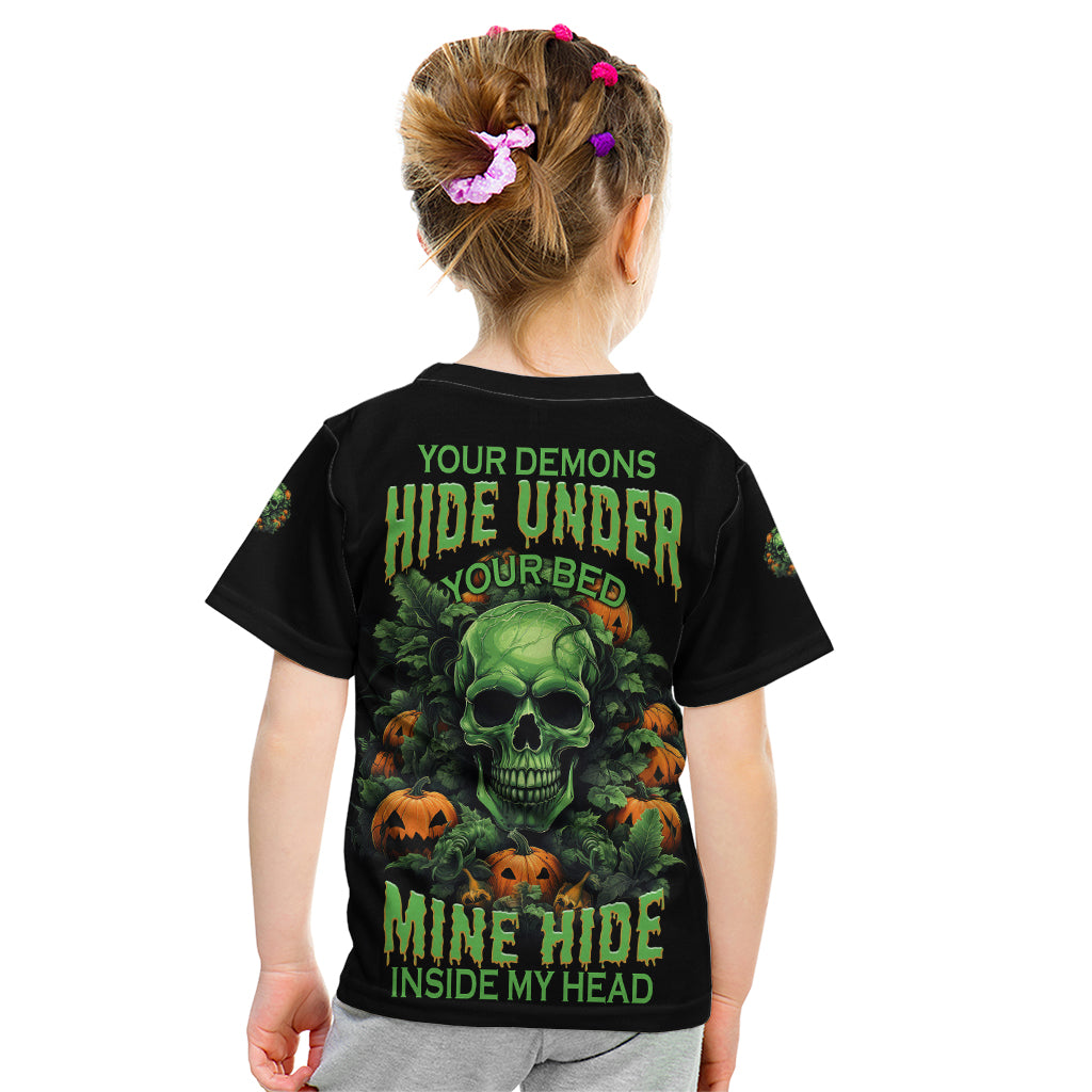 your-demons-hide-under-your-bed-skull-halloween-kid-t-shirt