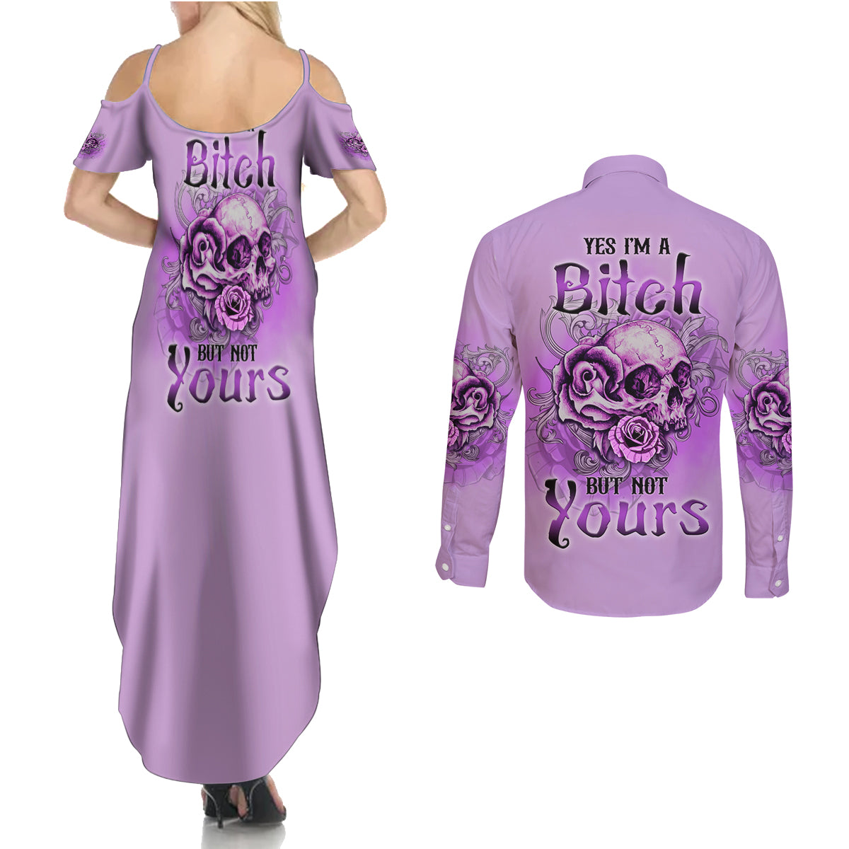 yes-im-a-b-but-not-yours-purple-couples-matching-summer-maxi-dress-and-long-sleeve-button-shirt