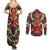 Oni Couples Matching Summer Maxi Dress and Long Sleeve Button Shirt Japan Art Style