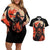 Oni Demon Couples Matching Off Shoulder Short Dress and Hawaiian Shirt Japan Art Style