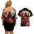 Oni Demon Couples Matching Off Shoulder Short Dress and Hawaiian Shirt Japan Art Style