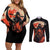 Oni Demon Couples Matching Off Shoulder Short Dress and Long Sleeve Button Shirt Japan Art Style