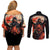 Oni Demon Couples Matching Off Shoulder Short Dress and Long Sleeve Button Shirt Japan Art Style