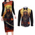 Samurai Halloween Couples Matching Long Sleeve Bodycon Dress and Long Sleeve Button Shirt Japan Art Style