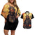 Samurai Halloween Couples Matching Off Shoulder Short Dress and Hawaiian Shirt Japan Art Style