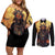 Samurai Halloween Couples Matching Off Shoulder Short Dress and Long Sleeve Button Shirt Japan Art Style