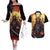 Samurai Halloween Couples Matching Off The Shoulder Long Sleeve Dress and Hawaiian Shirt Japan Art Style