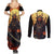 Samurai Halloween Couples Matching Summer Maxi Dress and Long Sleeve Button Shirt Japan Art Style