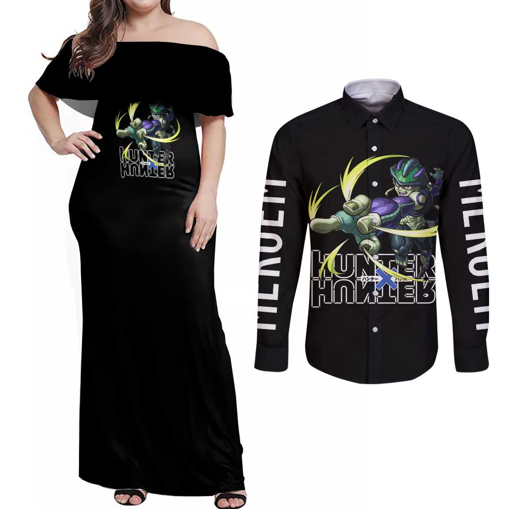 Meruem - Hunter X Hunter Couples Matching Off Shoulder Maxi Dress and Long Sleeve Button Shirt Japan Anime Style TS04