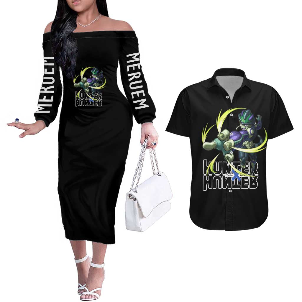 Meruem - Hunter X Hunter Couples Matching Off The Shoulder Long Sleeve Dress and Hawaiian Shirt Japan Anime Style TS04