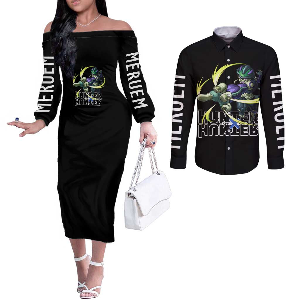 Meruem - Hunter X Hunter Couples Matching Off The Shoulder Long Sleeve Dress and Long Sleeve Button Shirt Japan Anime Style TS04