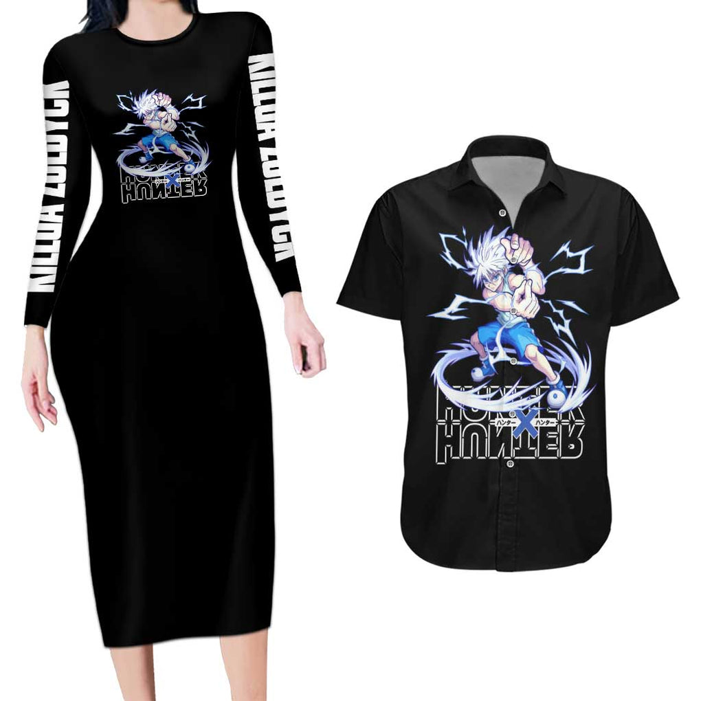 Killua Zoldyck  Hunter X Hunter Couples Matching Long Sleeve Bodycon Dress and Hawaiian Shirt Japan Art Style