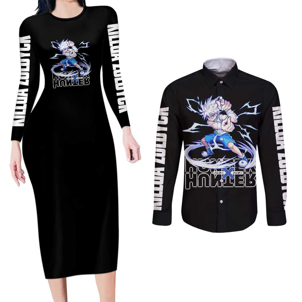 Killua Zoldyck  Hunter X Hunter Couples Matching Long Sleeve Bodycon Dress and Long Sleeve Button Shirt Japan Art Style