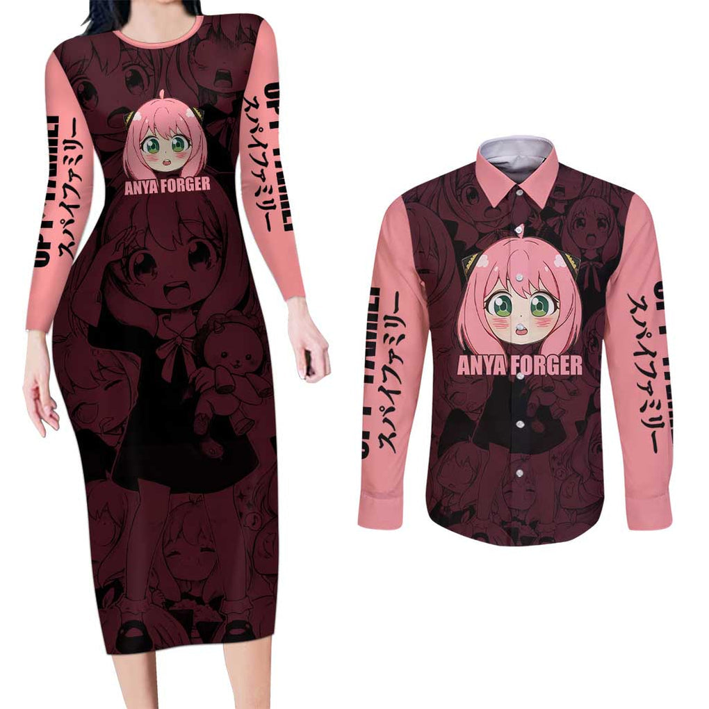 Anya - Spy x Family Couples Matching Long Sleeve Bodycon Dress and Long Sleeve Button Shirt Anime Style