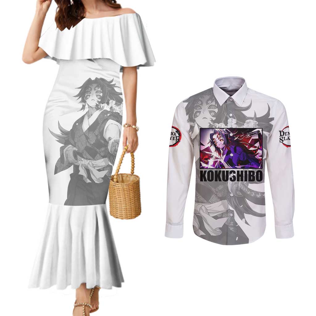 Kokushibo - Kimesu No Yaiba Couples Matching Mermaid Dress and Long Sleeve Button Shirt Japan Anime Style TS04