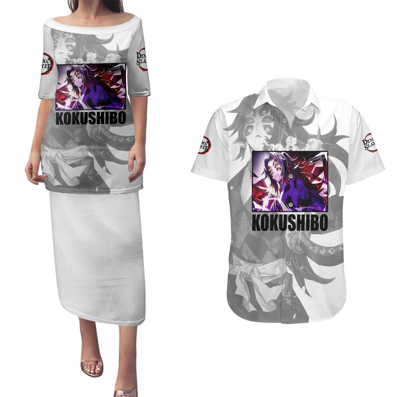 Kokushibo - Kimesu No Yaiba Couples Matching Puletasi and Hawaiian Shirt Japan Anime Style TS04