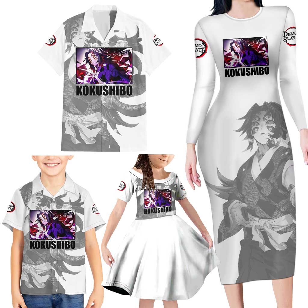 Kokushibo - Kimesu No Yaiba Family Matching Long Sleeve Bodycon Dress and Hawaiian Shirt Japan Anime Style TS04