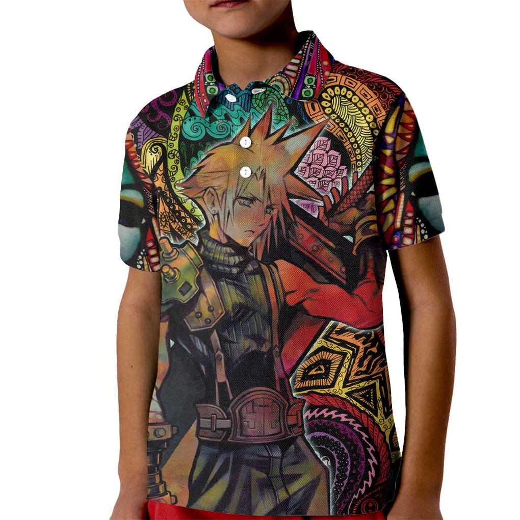 Trippy Cloud Strife Final Fantasy 7 Kid Polo Shirt Trippy Style