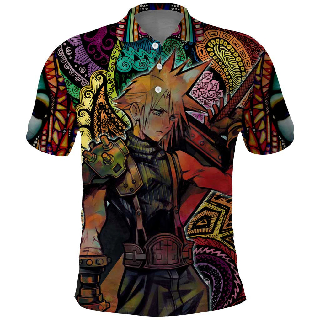 Trippy Cloud Strife Final Fantasy 7 Polo Shirt Trippy Style