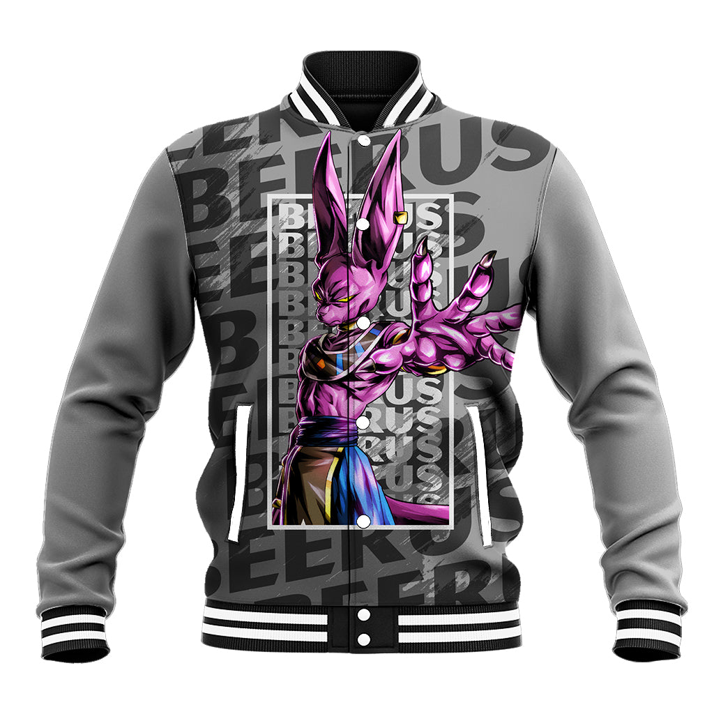 Beerus Dragon Ball Baseball Jacket Anime Mix Text Pattern Abstract Style